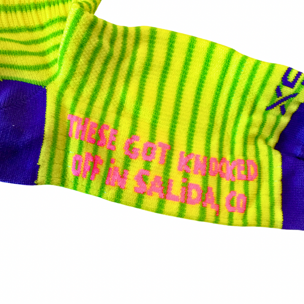 Knock Off Socks  - Mellow Yellow/ Purrrrple